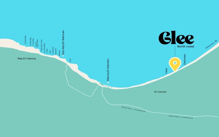 قرية جلي الساحل الشمالي – Village Glee North Coast 5 موقع قرية جلي الساحل الشمالي قرية جلي الساحل الشمالي